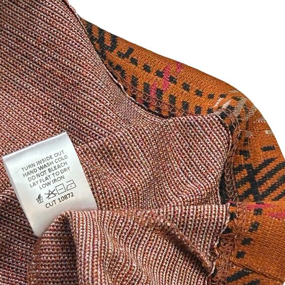 Honey & Sparkle Skirtall Size Large Orange Plaid Zip Front Pockets Elastic Waist - Picture 11 of 12